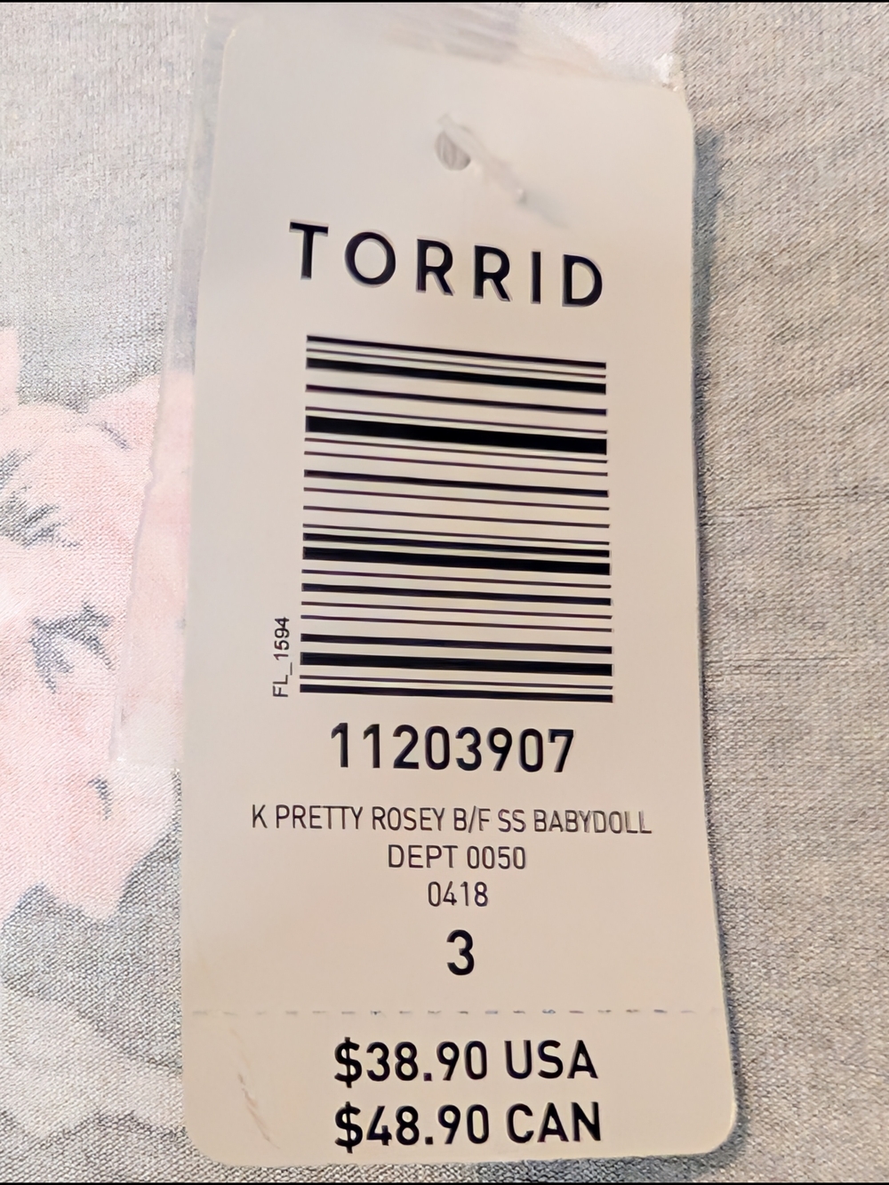Torrid Plus Size Black Floral Patterned Shirt Sleeve Babydoll Shirt - Picture 11 of 11